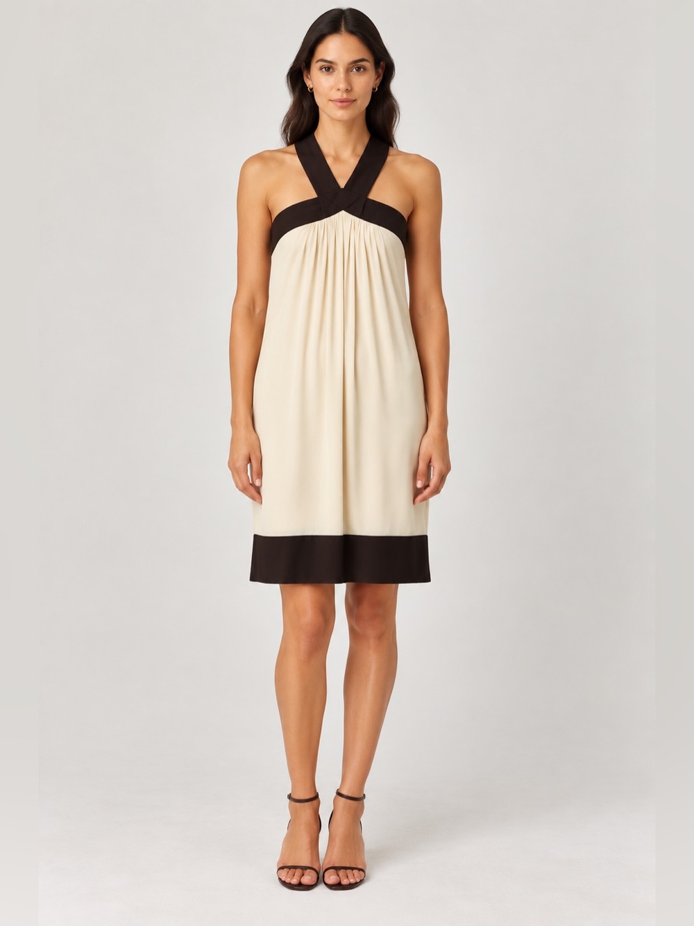 Diane von Furstenberg Lyon Halter Dress White Chocolate Brown Size 4 NWT